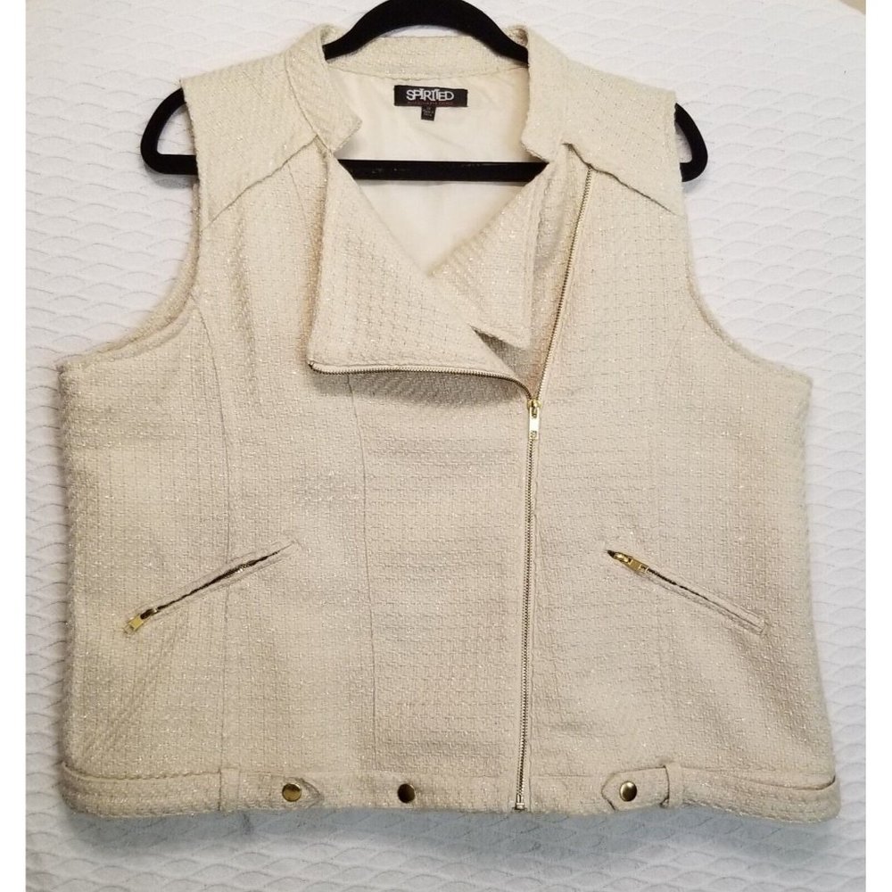 Vintage Randolph Duke Gold Flecked Size 1x Assymetrical Zip Cropped Vest